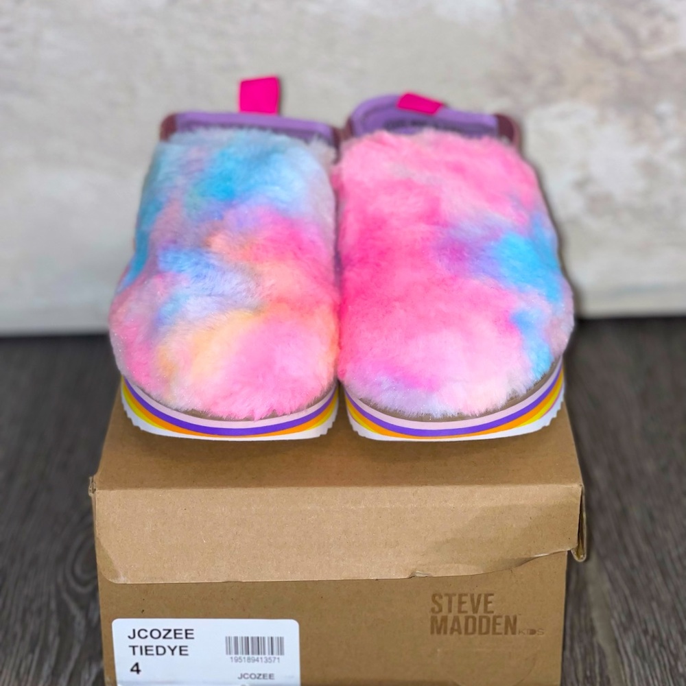 Steve Madden Kids JCOZEE Rainbow Tiedye Sling Back Platform Slipper